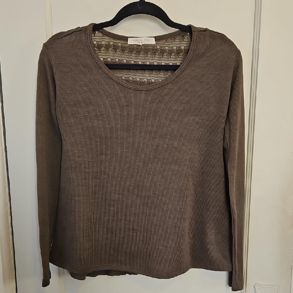 Aeropostale Olive Green Knit Embroidered Top- S